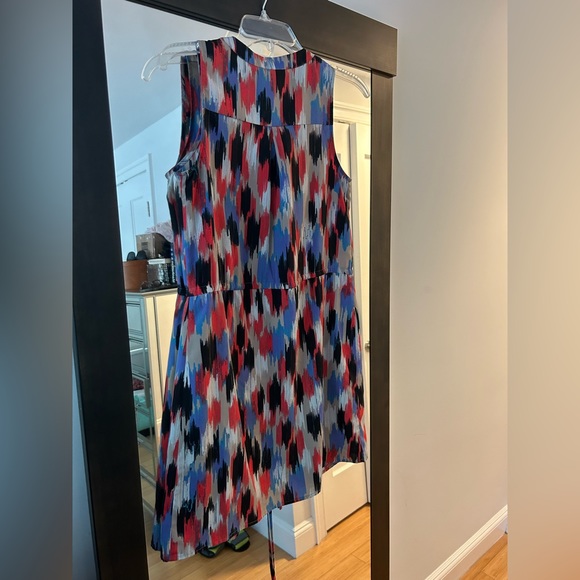 Aqua button down multi color dress - Picture 2 of 3